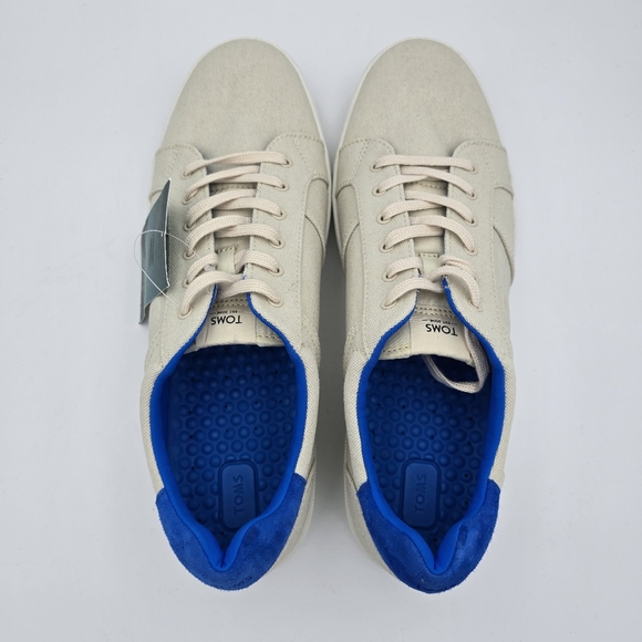 NWT TOMS Men's Leandro Brich/Admiral Blue Canvas/Pig Nubuck Lace-up Sneakers, 12 - Picture 10 of 16